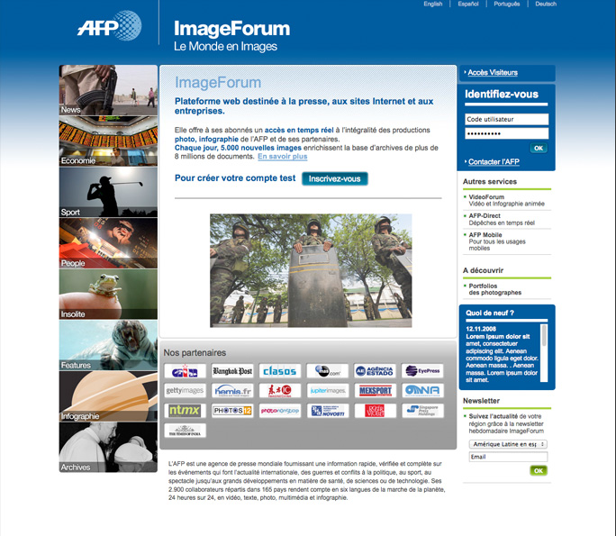 Page d’accueil d’un Forum Images pour le site de l’AFP (Agence France Presse)