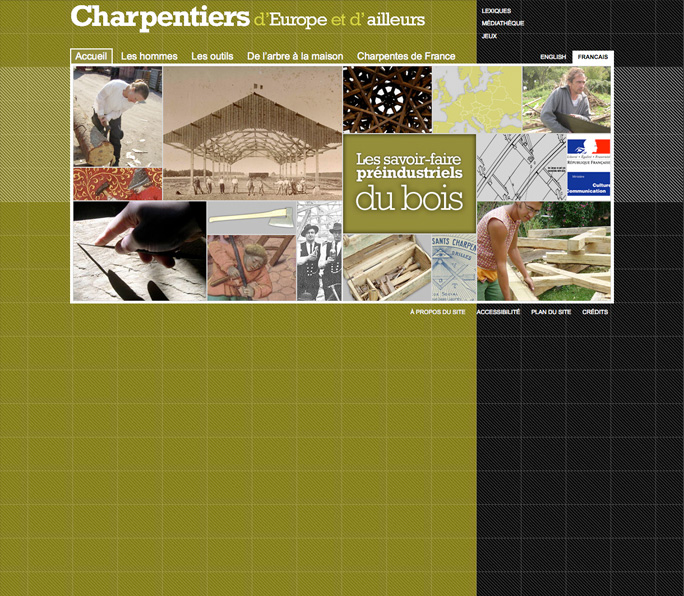 Page d’accueil du site Charpentiers d’Europe et d’ailleurs
